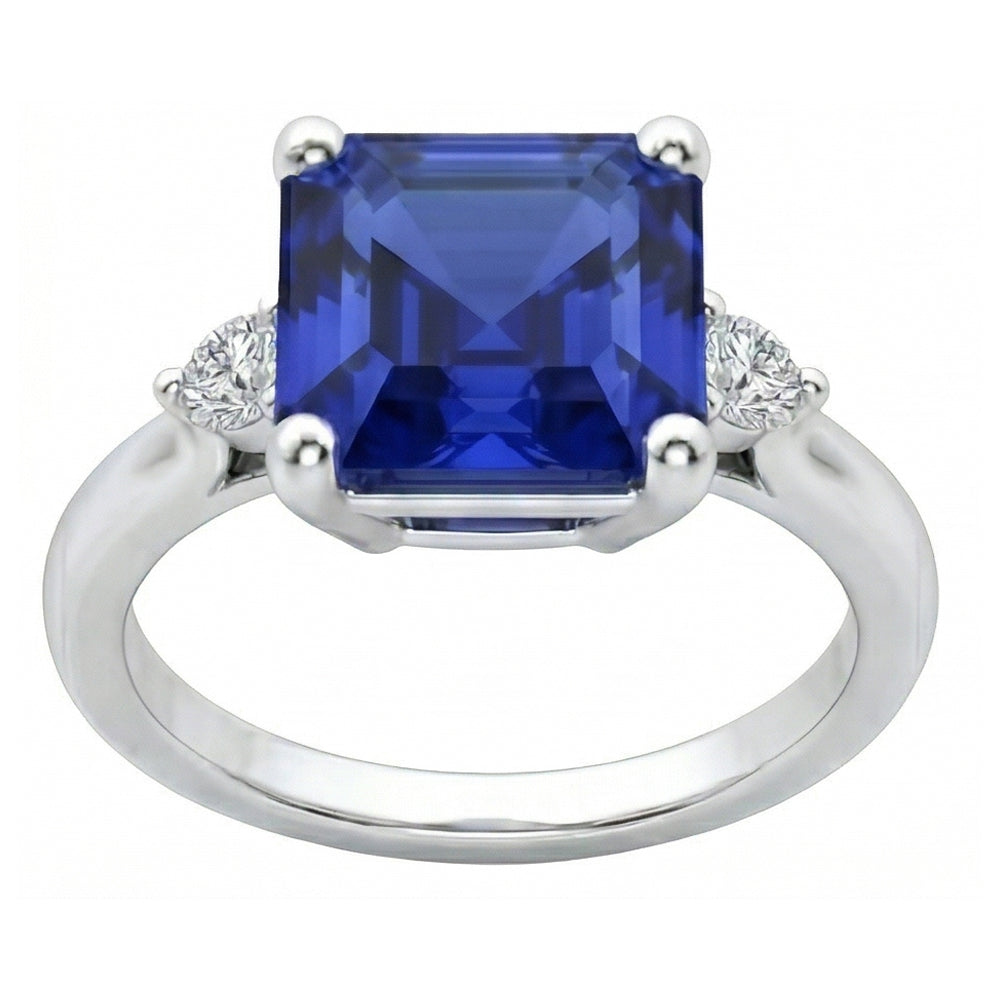 naturel asscher saphir 2.75carats bague détail rapproché