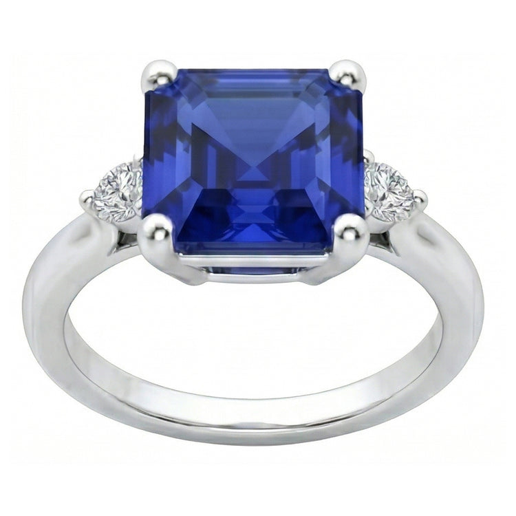 naturel asscher saphir 2.75carats bague détail rapproché