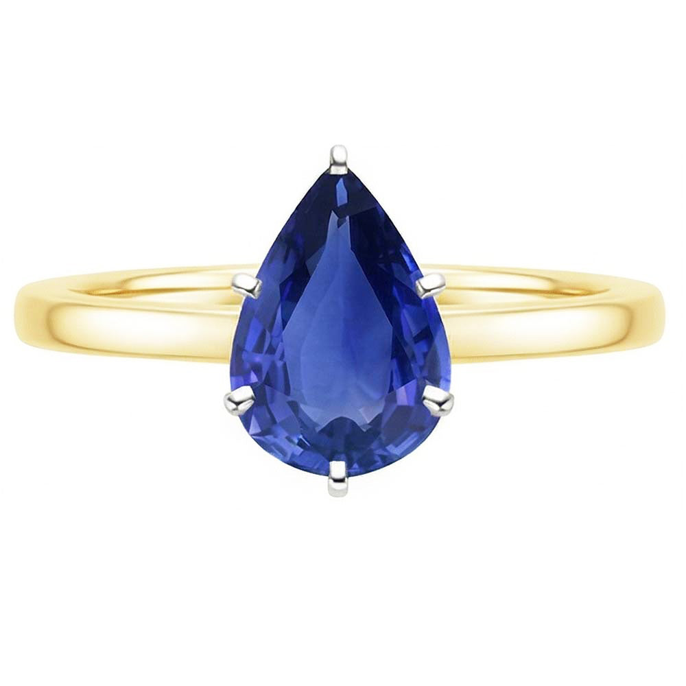 naturel pear saphir 2carats bague angle de côté