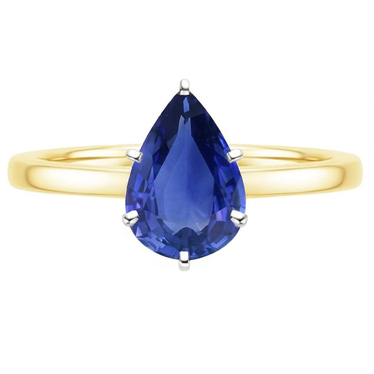 naturel pear saphir 2carats bague angle de côté