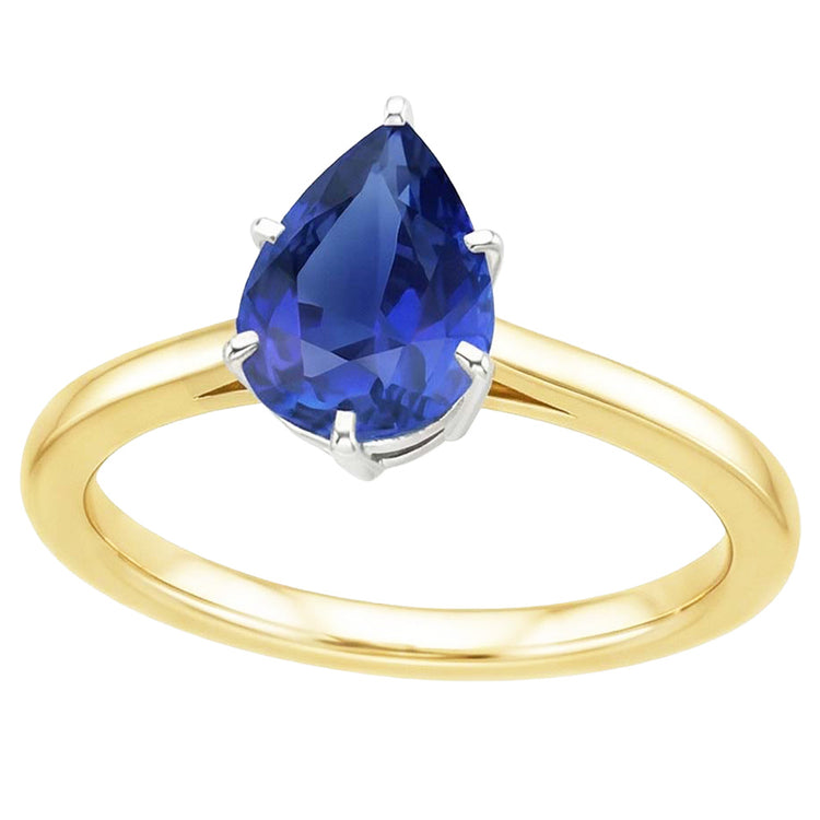 naturel pear saphir 2carats bague détail rapproché