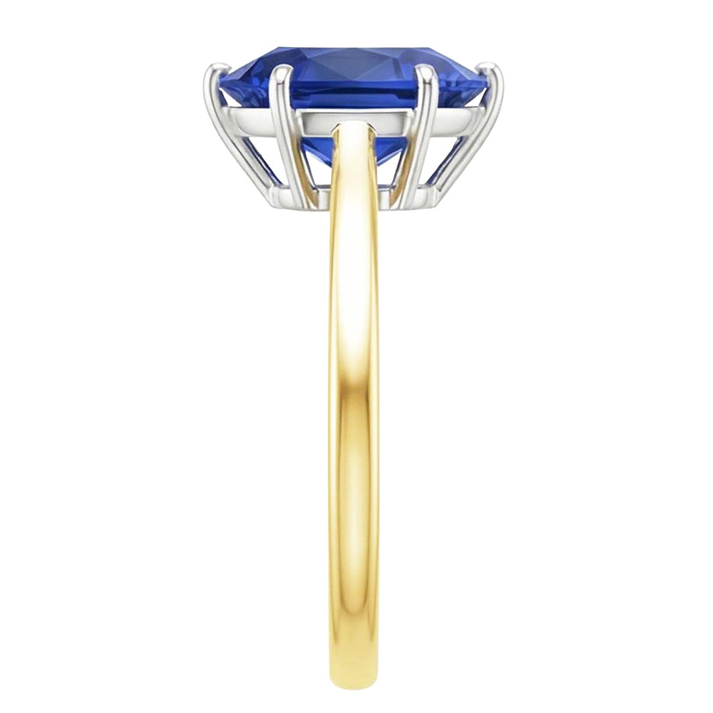 naturel pear saphir 2carats bague vue de dessus