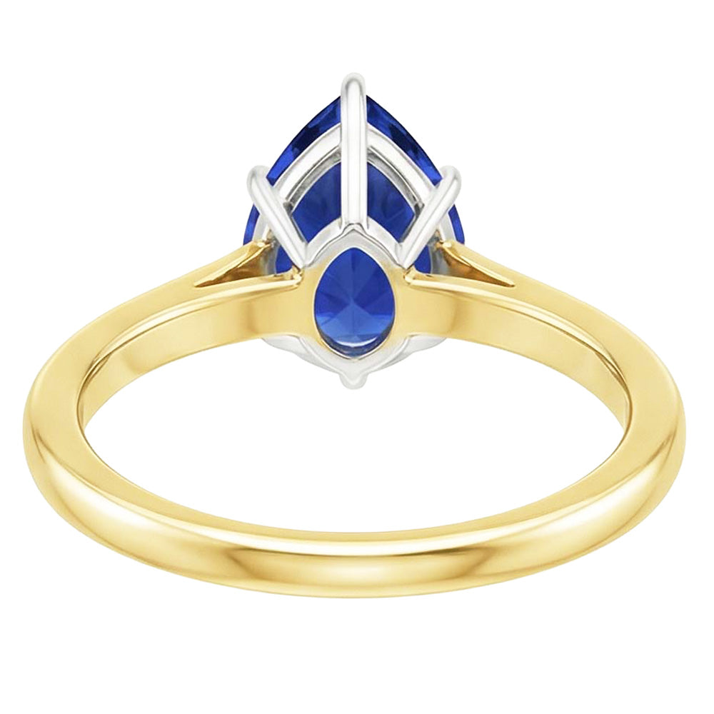 naturel pear saphir 2carats bague vue de profil