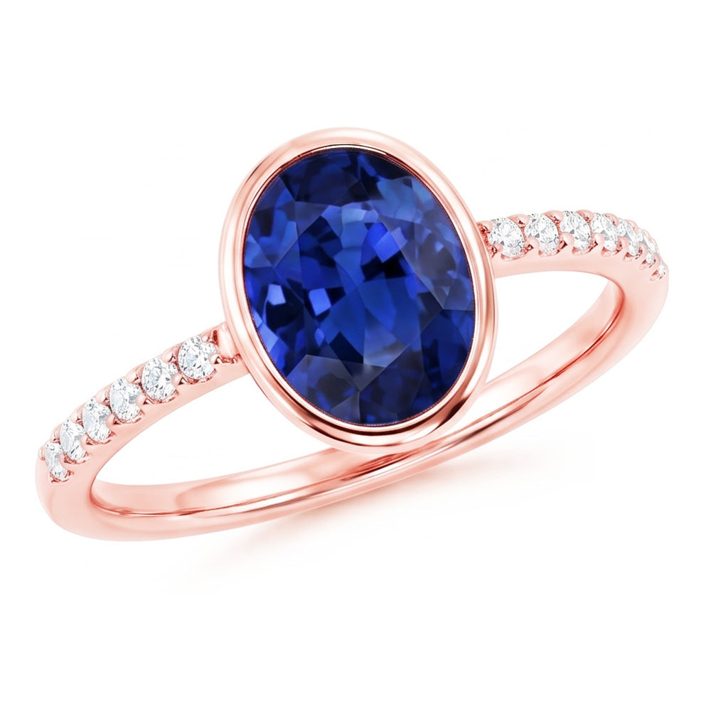 Bague Saphir Naturel 3.50 Carats - Or Rose 14K