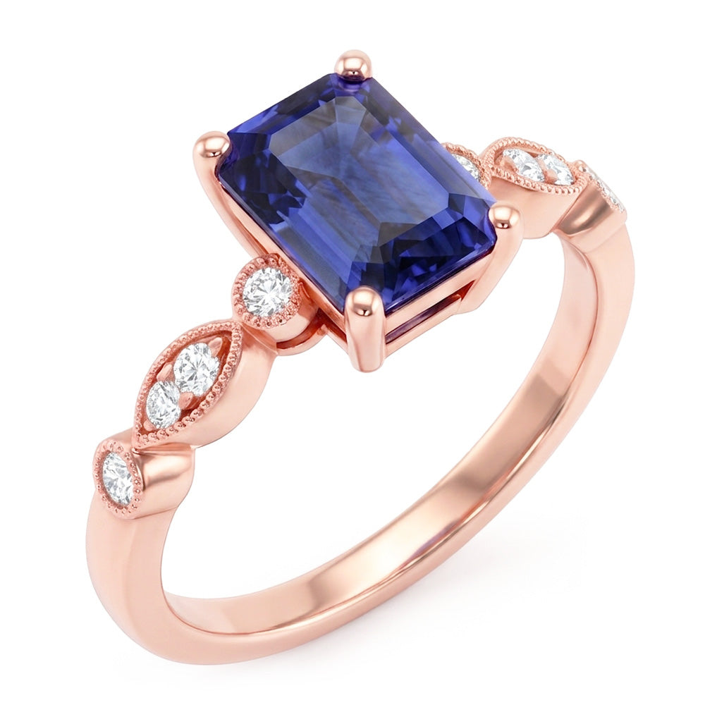 Bague Saphir Naturel 3.50 Carats - Or Rose 14K