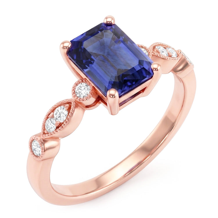 Bague Saphir Naturel 3.50 Carats - Or Rose 14K