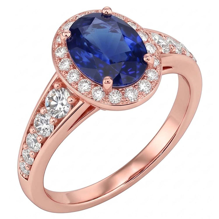 Bague Saphir Naturel 3.50 Carats - Or Rose 14K