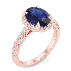Bague Saphir Naturel 3.50 Carats - Or Rose 14K