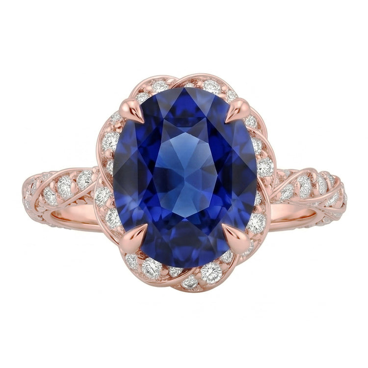 Bague Saphir Naturel 3.50 Carats - Or Rose 14K