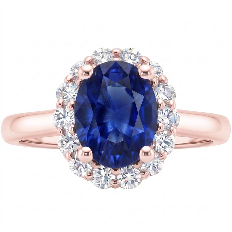 Bague Saphir Naturel 3.50 Carats - Or Rose 14K