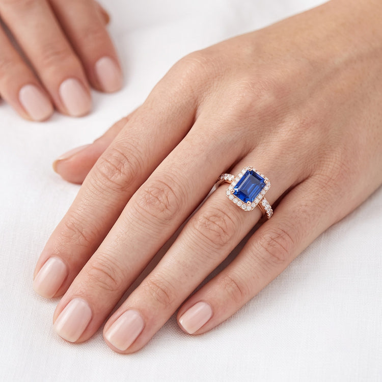 Bague Saphir Naturel 3.50 Carats - Or Rose 14K
