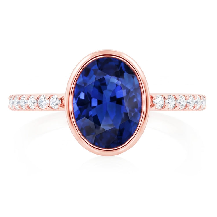 Bague Saphir Naturel 3.50 Carats - Or Rose 14K