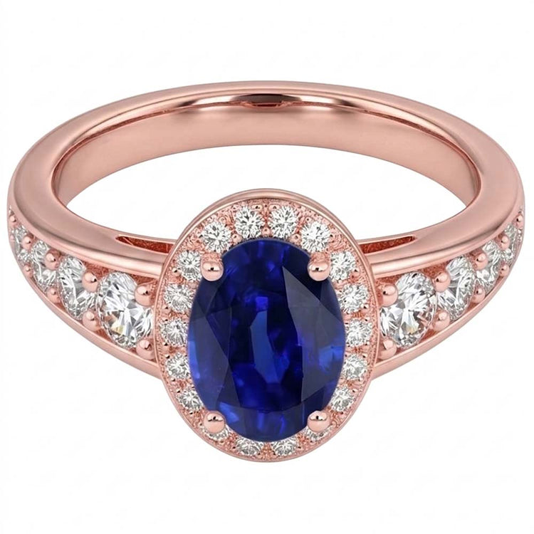 Bague Saphir Naturel 3.50 Carats - Or Rose 14K