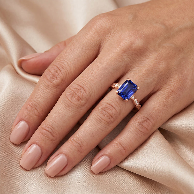 Bague Saphir Naturel 3.50 Carats - Or Rose 14K