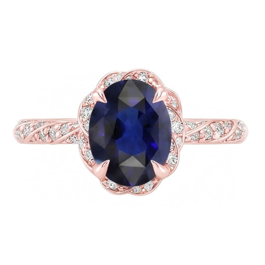 Bague Saphir Naturel 3.50 Carats - Or Rose 14K