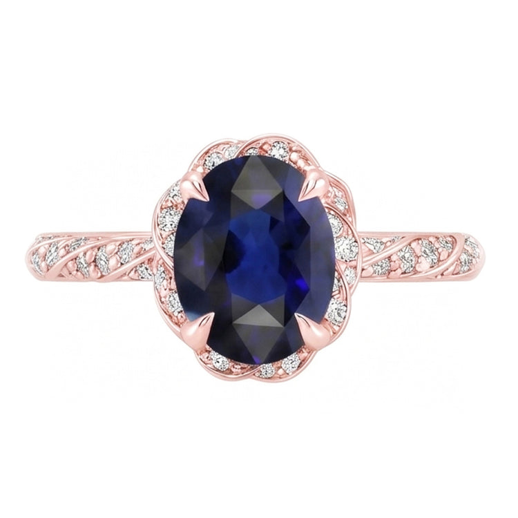 Bague Saphir Naturel 3.50 Carats - Or Rose 14K