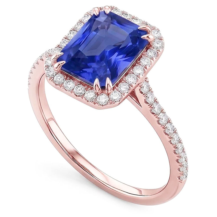 Bague Saphir Naturel 3.50 Carats - Or Rose 14K