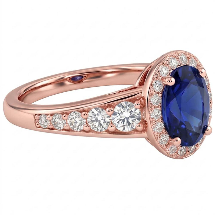 Bague Saphir Naturel 3.50 Carats - Or Rose 14K