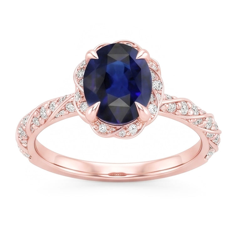 Bague Saphir Naturel 3.50 Carats - Or Rose 14K