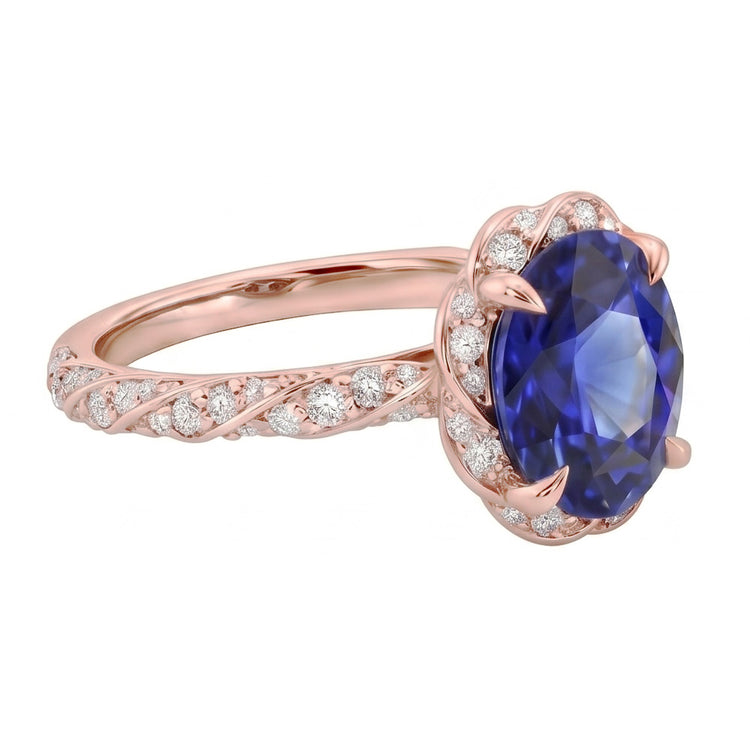 Bague Saphir Naturel 3.50 Carats - Or Rose 14K