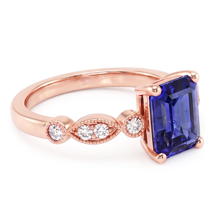 Bague Saphir Naturel 3.50 Carats - Or Rose 14K