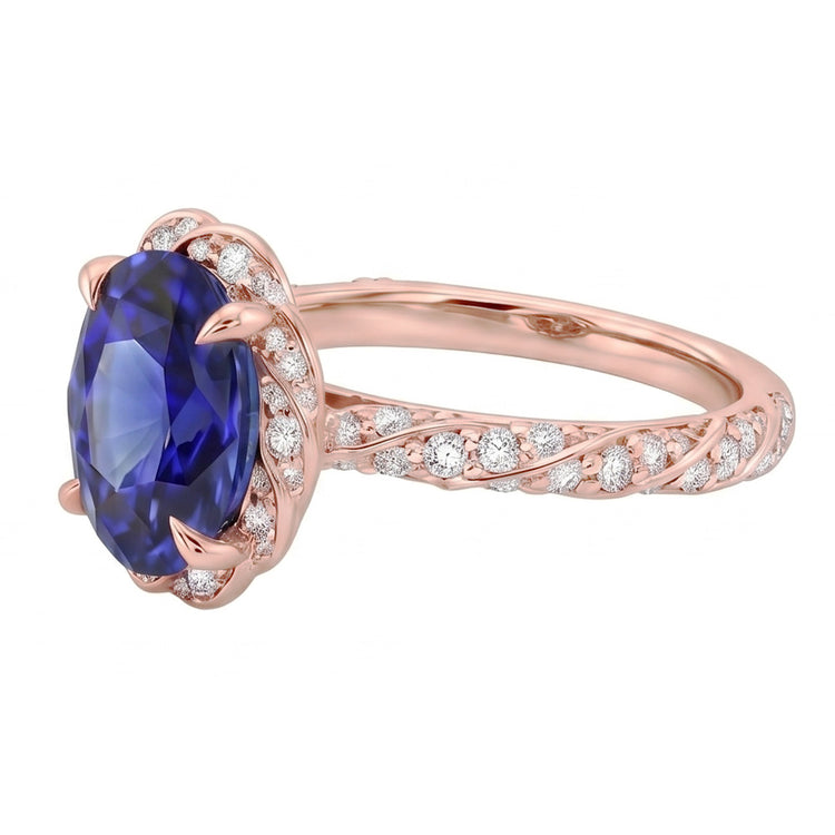 Bague Saphir Naturel 3.50 Carats - Or Rose 14K