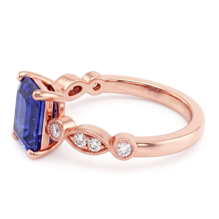 Bague Saphir Naturel 3.50 Carats - Or Rose 14K