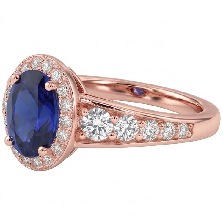 Bague Saphir Naturel 3.50 Carats - Or Rose 14K