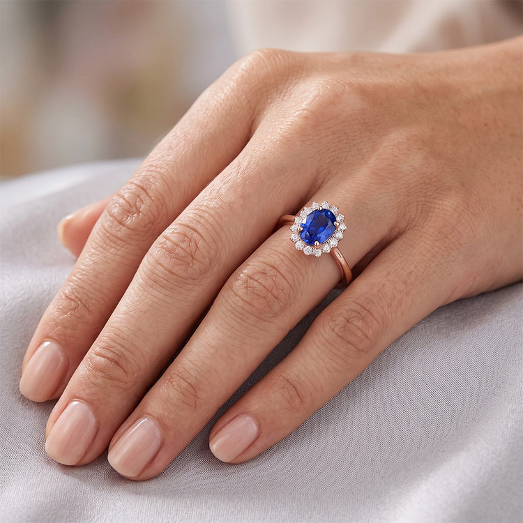 Bague Saphir Naturel 3.50 Carats - Or Rose 14K