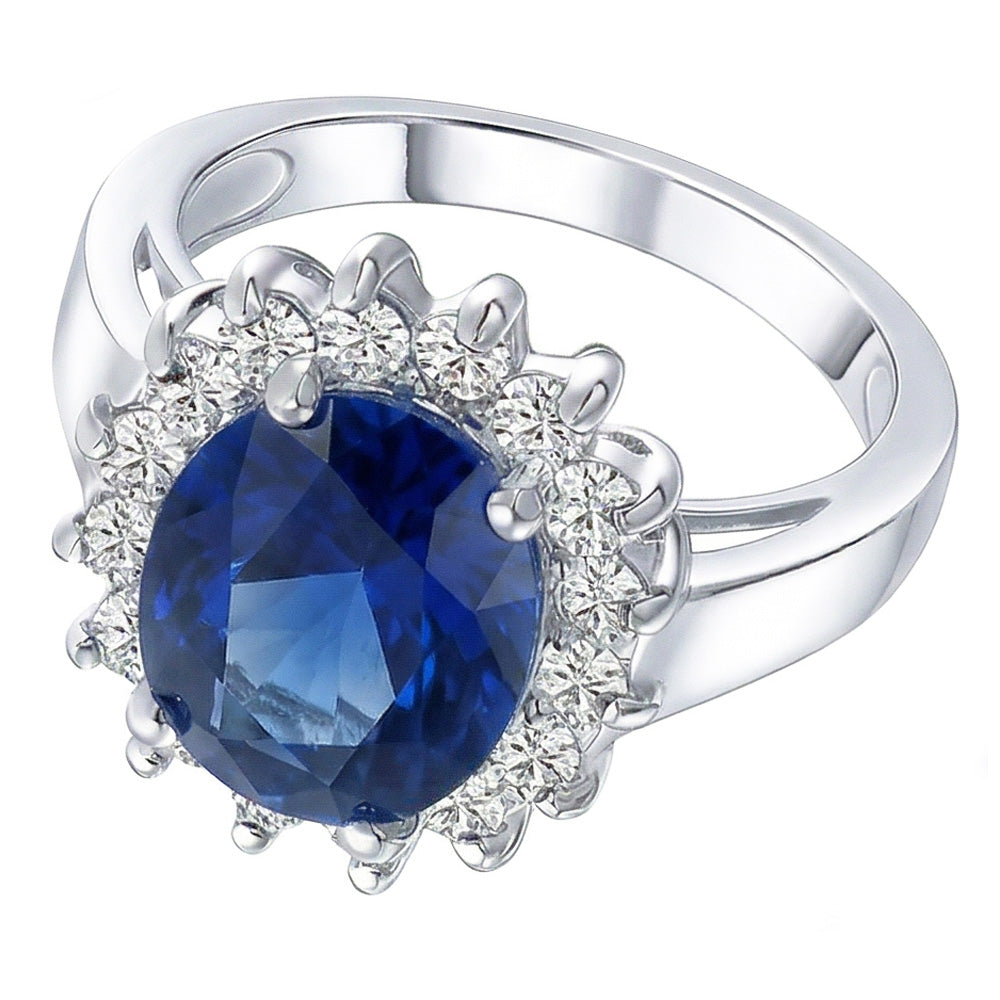 naturel oval saphir 3.50carats bague détail rapproché