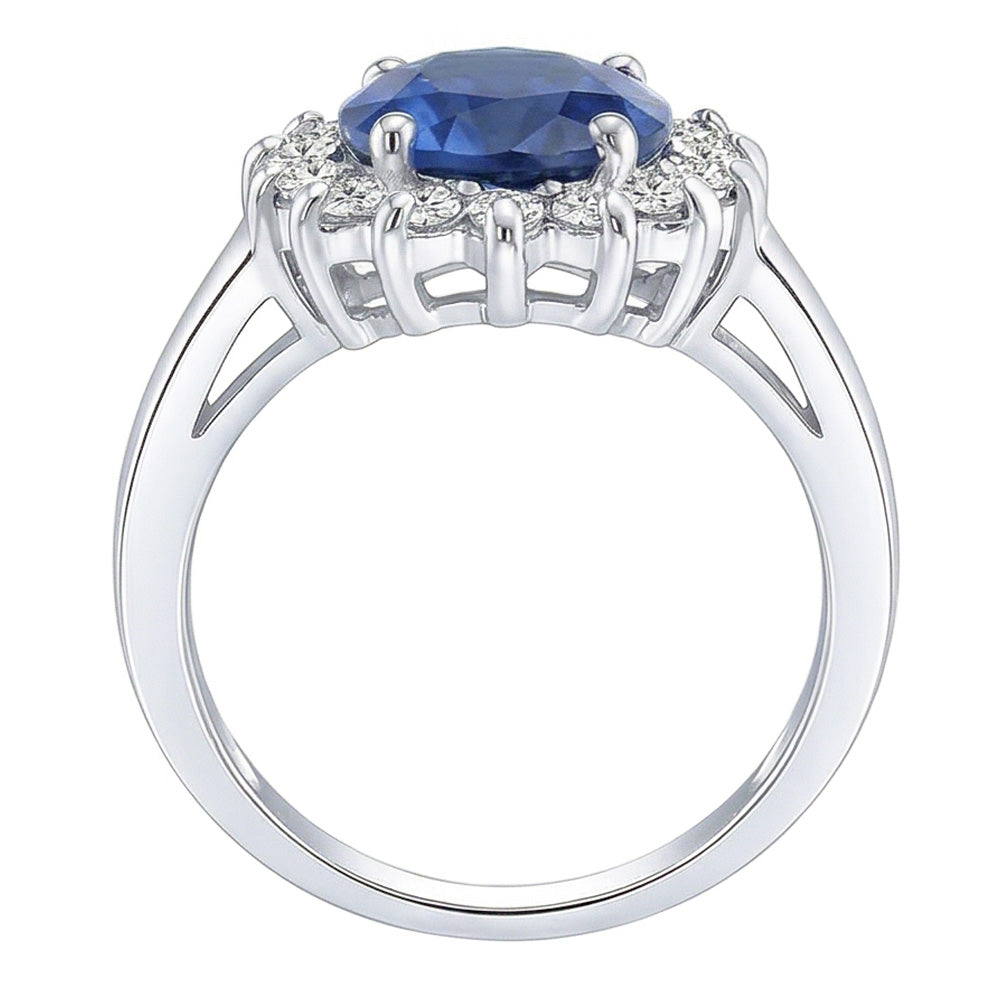 naturel oval saphir 3.50carats bague vue de dessus