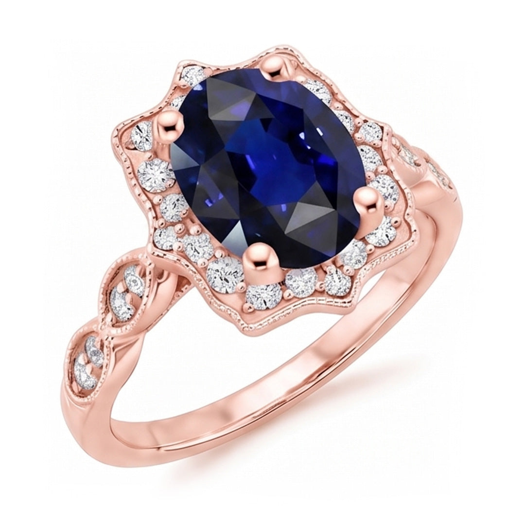 Bague Saphir Naturel 3.75 Carats - Or Rose 14K