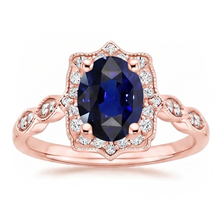 Bague Saphir Naturel 3.75 Carats - Or Rose 14K