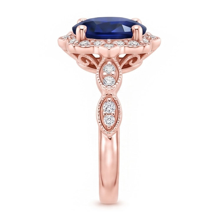 Bague Saphir Naturel 3.75 Carats - Or Rose 14K