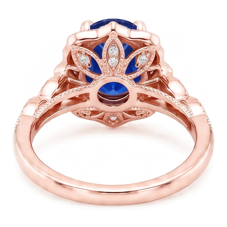 Bague Saphir Naturel 3.75 Carats - Or Rose 14K