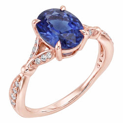 Bague Saphir Naturel 3 Carats - Or Rose 14K