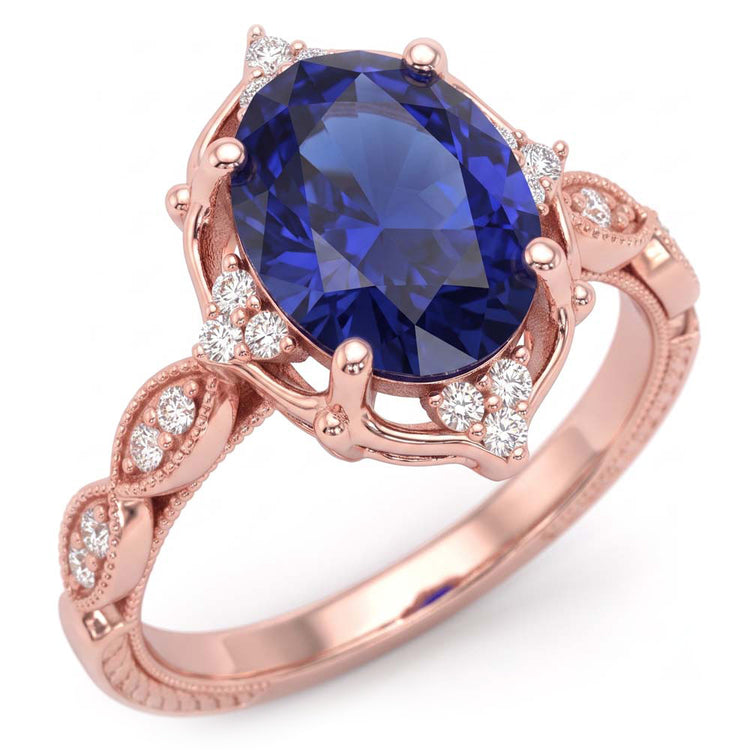 Bague Saphir Naturel 3 Carats - Or Rose 14K