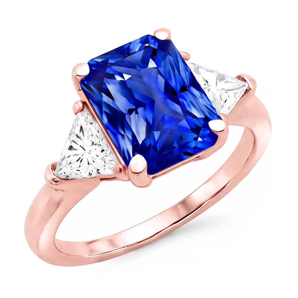 Bague Saphir Naturel 3 Carats - Or Rose 14K