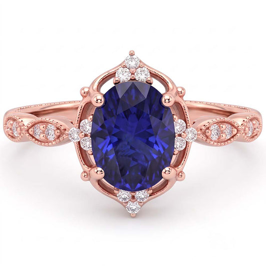 Bague Saphir Naturel 3 Carats - Or Rose 14K