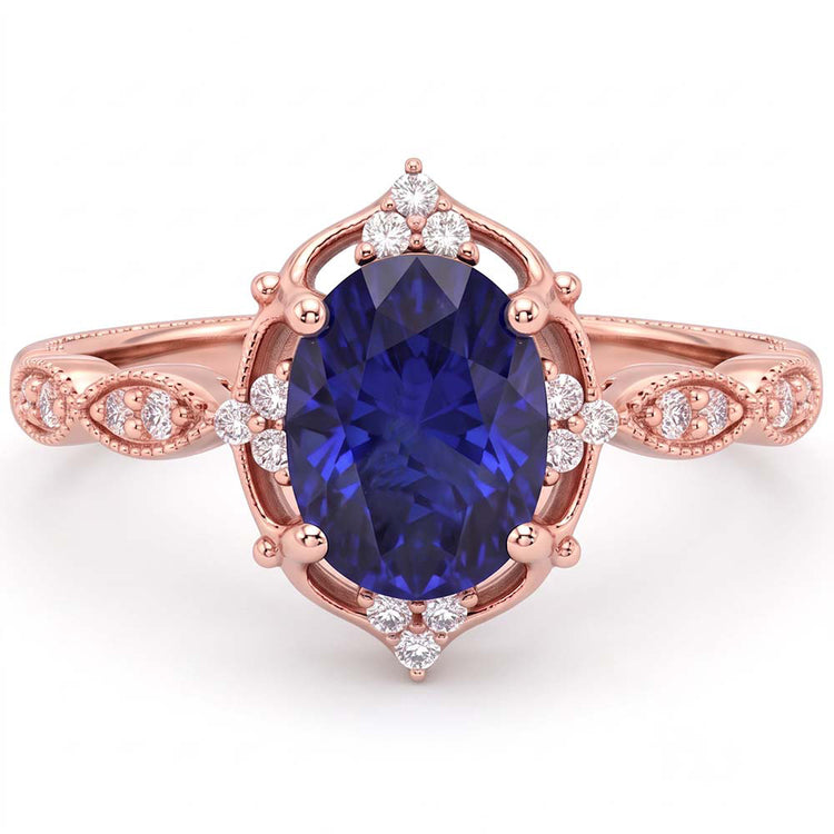 Bague Saphir Naturel 3 Carats - Or Rose 14K