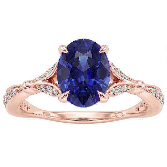 Bague Saphir Naturel 3 Carats - Or Rose 14K