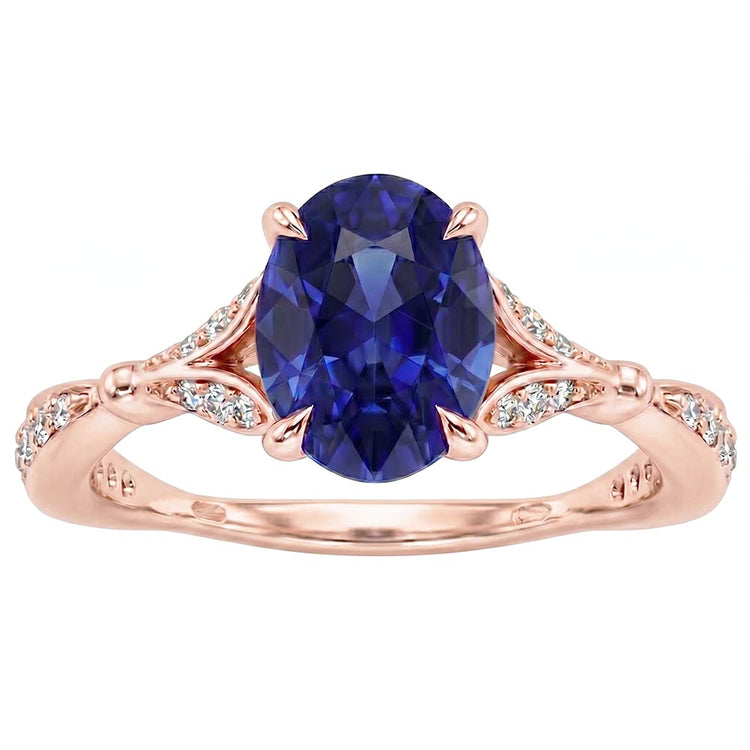 Bague Saphir Naturel 3 Carats - Or Rose 14K