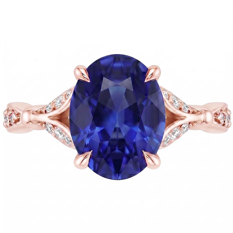 Bague Saphir Naturel 3 Carats - Or Rose 14K