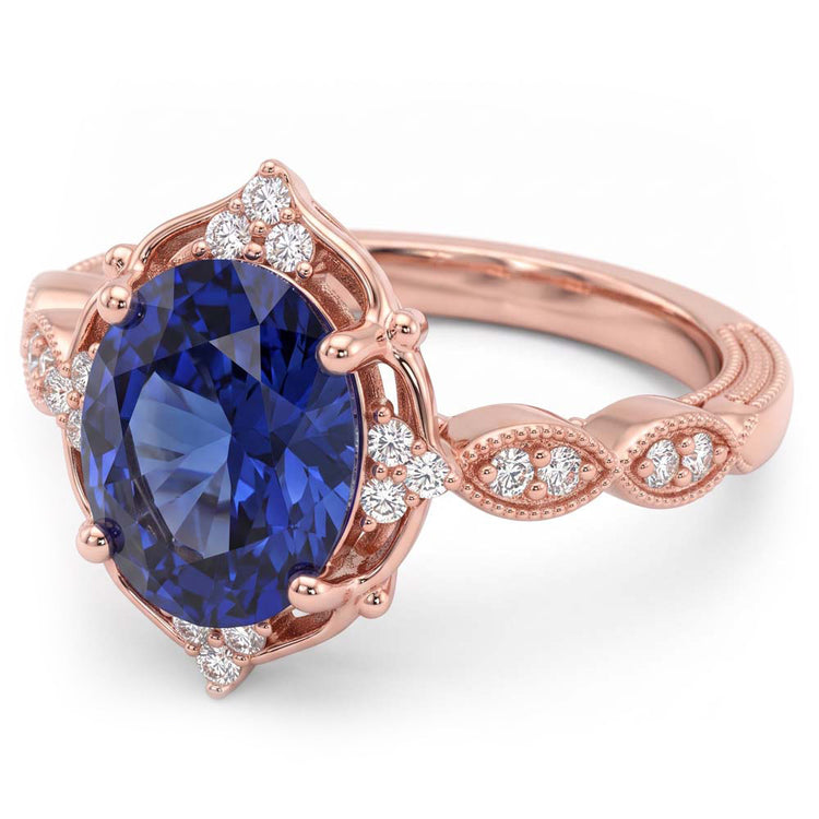 Bague Saphir Naturel 3 Carats - Or Rose 14K