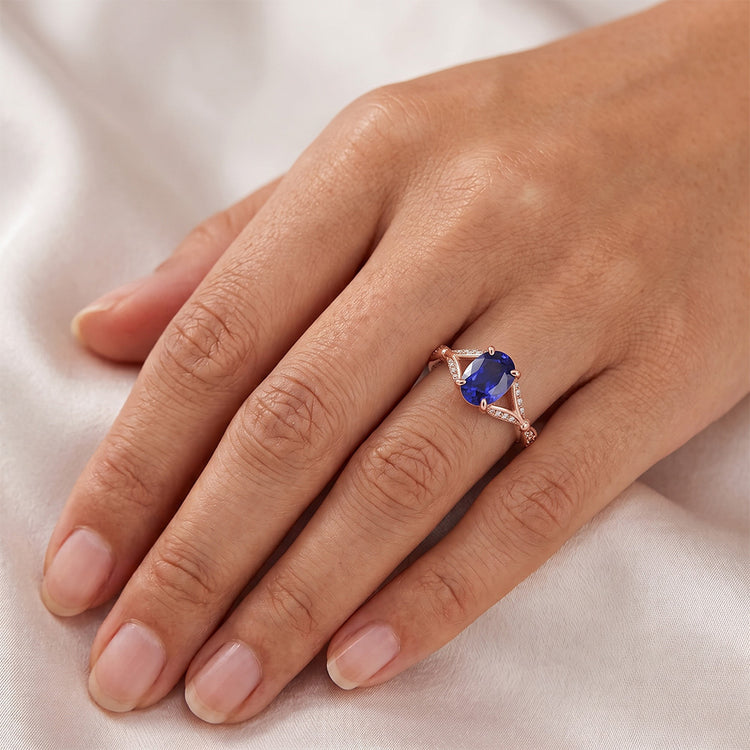 Bague Saphir Naturel 3 Carats - Or Rose 14K