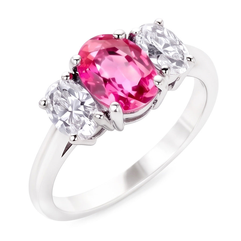 Bague Saphir Naturel 4 Carats - Or Blanc 14K