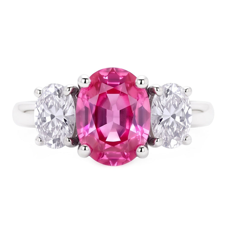 Bague Saphir Naturel 4 Carats - Or Blanc 14K