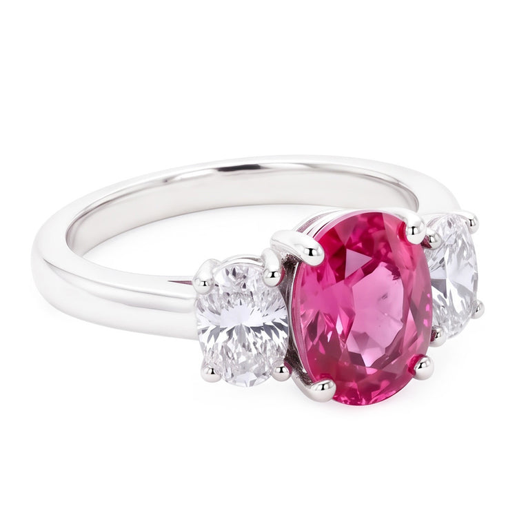 Bague Saphir Naturel 4 Carats - Or Blanc 14K