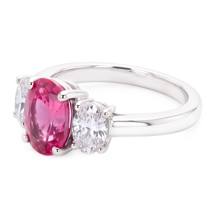Bague Saphir Naturel 4 Carats - Or Blanc 14K
