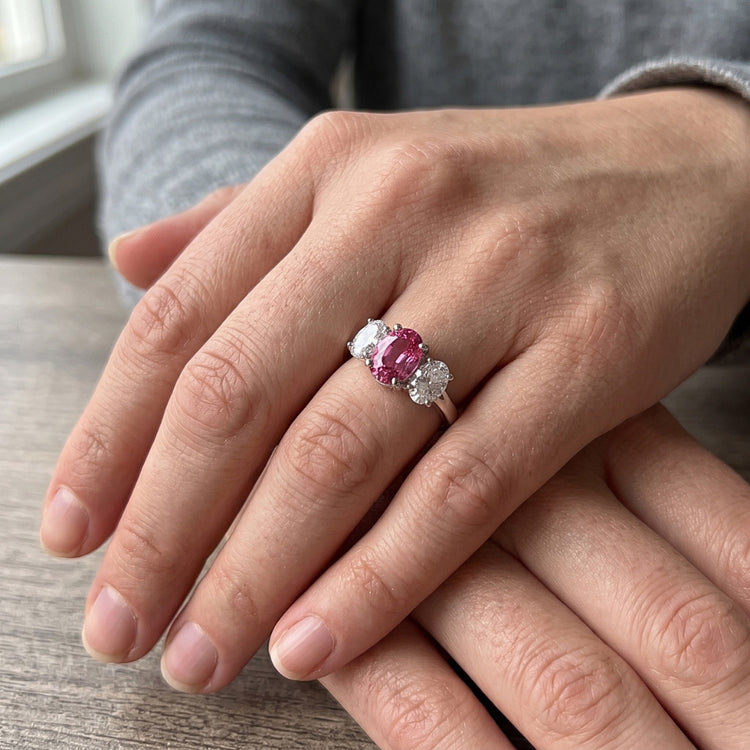 Bague Saphir Naturel 4 Carats - Or Blanc 14K